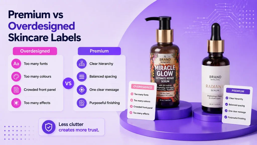 Premium vs overdesigned skincare labels comparison