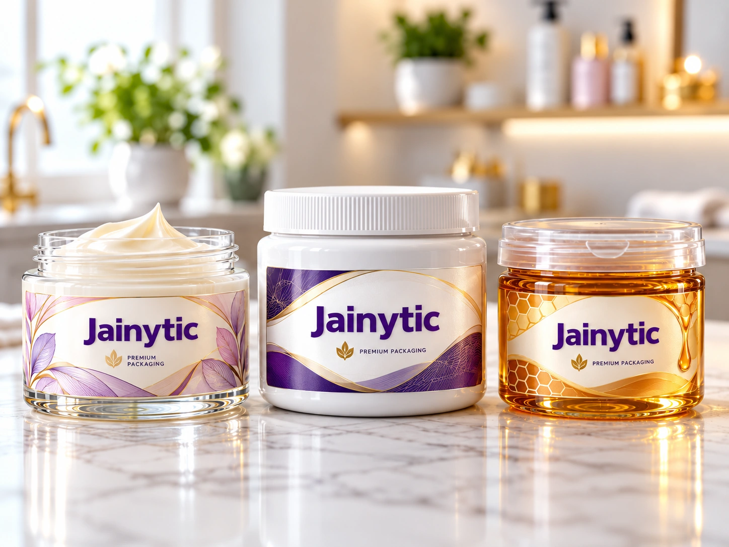 Jainytic wide-mouth PP and PET jars with premium labels