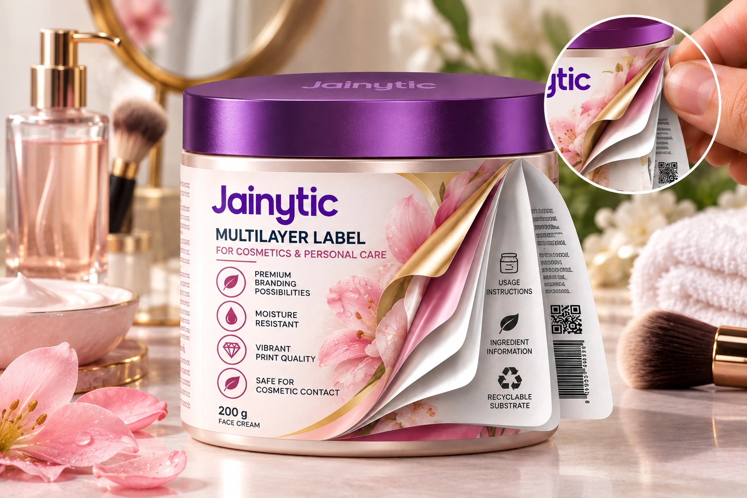 Multilayer cosmetic labels for personal care products