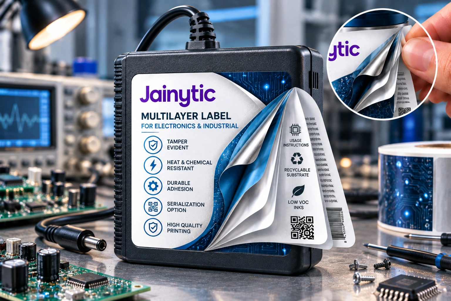 Multilayer labels for electronics and industrial products
