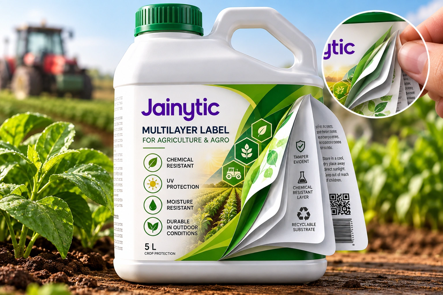 Multilayer labels for agriculture and agrochemical products